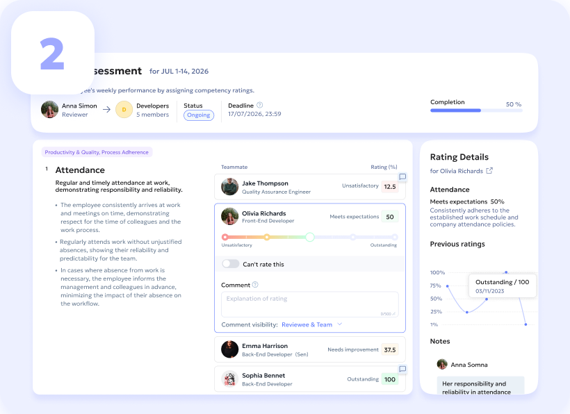 Step 2: weekly review survey for managers